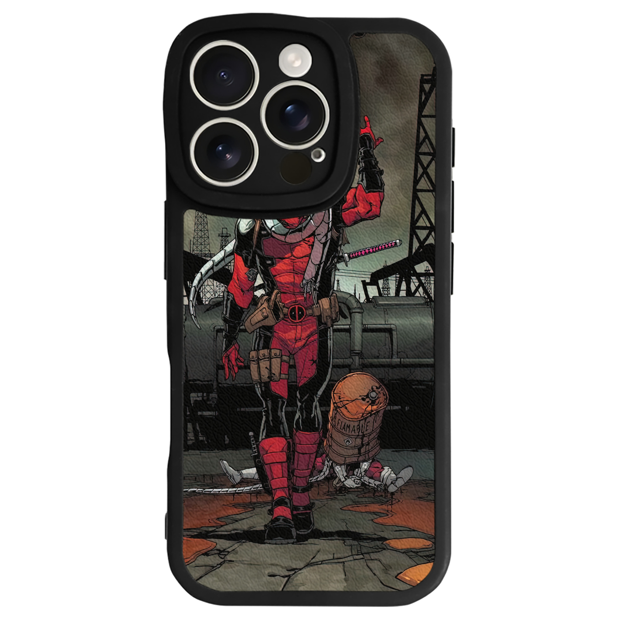 （画像用） Deadpool デッドプール 【iPhone 16シリーズ対応】シリコンスマホケース（レザー調） 材質：シリコン